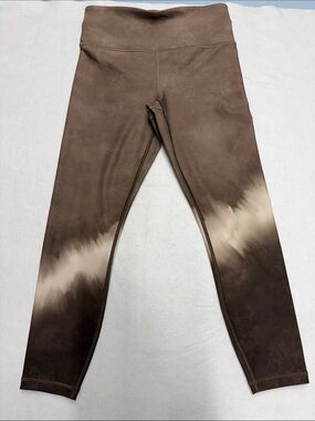 Athleta Elation 7/8Brown and Cream Tie-Dye Leggings